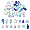 30Pcs 14 Styles Resin Decoden Cabochons, Boat & Ice Lolly & Rabbit, Mixed Shapes, Blue Color Palette, Mixed Color, 15.5~30x11~22x4~8mm