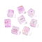 Frosted Glass Beads with Golden Glitter Powder, Two Tone, Cube, Plum, 8x8x8mm, Hole: 1.5mm