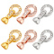 6Pcs 3 Colors Brass Micro Pave Clear Cubic Zirconia Fold Over Clasps, Ring, Mixed Color, Ring: 10x9x2.5mm, Clasp: 12x5.5mm, Inner Diameter: 4mm, 2pcs/color