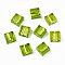 Handmade Silver Foil Lampwork Beads, Square, Lime Green, 12x12x6mm