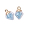 20Pcs Transaparent Glass Globe Pendants, Diamond, Cornflower Blue, 23x15mm