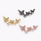 Brass Micro Pave Cubic Zirconia Links, Long-Lasting Plated, Butterfly, Lead Free & Nickel Free & Cadmium Free, Clear, Mixed Color, 13x27x2mm, Hole: 1.2mm