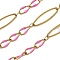304 Stainless Steel Enamel Link Chains, Soldered, with Spool, Ion Plating(IP), Hot Pink, 20x6x1mm
