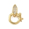 Brass Micro Pave Clear Cubic Zirconia Twister Clasps, Rack Plating, Cadmium Free & Lead Free, Long-Lasting Plated, Real 18K Gold Plated, Horse Eye, 15x11x5.5mm, Hole: 5.5mm