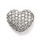 Brass Micro Pave Cubic Zirconia Beads, Heart, Rack Plating, Long-Lasting Plated, Lead Free & Cadmium Free, Platinum, 12x14x8mm, Hole: 4x2mm