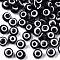 Resin Beads, Flat Round, Evil Eye, Black, 6x4mm, Hole: 1.5mm