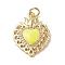 Eco-Friendly Rack Plating Brass Micro Pave Cubic Zirconia Pendants, with Enamel & Jump Ring, Long-Lasting Plated, Lead Free & Cadmium Free, Sacred Heart Charm, Real 18K Gold Plated, Yellow, 23x16.5x4mm, Hole: 3.4mm