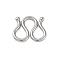 304 Stainless Steel S-Hook Clasps, M Clasps, Stainless Steel Color, 7x8x1.5mm