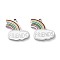304 Stainless Steel Charms, with Enamel, Cloud & Rainbow Charm, Stainless Steel Color, 15x15.5x1.5mm, Hole: 1mm