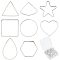 CREATCABIN 1 Box 80Pcs 8 Style Platinum Plated Brass Open Bezel Linking Rings Star Rings Teardrop Triangle Square Heart Fan Hexagon Hollow Charms Earring Beading Hoop Rings for DIY Jewelry Making