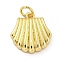 Brass Charms, with Jump Rings, Long-Lasting Plated, Lead Free & Cadmium Free, Sea Shell, Real 18K Gold Plated, 14.5x14x3mm, Hole: 3mm