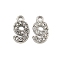 304 Stainless Steel Pendants, with Crystal Rhinestone, Number Charms, Number, 9x5x1mm, Hole: 1mm