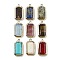 Natural & Synthetic Gemstone Pendants, with Golden Brass Finding, Rectangle Charms, Faceted, 20.5x11x3.5mm, Hole: 1.2mm