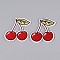 Cherry Appliques, Computerized Embroidery Cloth Iron on/Sew on Patches, Costume Accessories, Crimson, 57.5x62x1.5mm