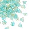 Transparent Glass Beads Caps, with Glitter Powder, Turquoise, 12x8mm, Hole: 1.4mm, 1250pcs/1000g