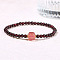 Natural Garnet Round Beads Stretch Bracelets, Square, Inner Diameter: 2-1/8 inch(5.5cm)
