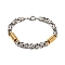 201 Stainless Steel Grooved Column Byzantine Chain Bracelets, with 304 Stainless Steel Clasps, Golden & Stainless Steel Color, 8-5/8 inch(22cm)