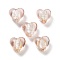 Handmade Silver Foil Lampwork Glass Beads, Heart, Pink, 14.5~15.5x15~15.5x9~10mm, Hole: 1.8mm