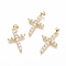 Brass Micro Pave Clear Cubic Zirconia Pendants, Cross, Golden, 26.5x17.5x3.5mm, Hole: 3.5x4.5mm