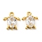 Brass Charms, with Glass, Turtle, Real 18K Gold Plated, 12.5x11.5x3.5mm, Hole: 1.4mm