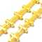 Handmade Porcelain Beads, Bright Glazed Porcelain, Cross, Gold, 16~17x13~13.5x5.5mm, Hole: 1.4mm, about 20pcs/strand, 13.39 inch(34cm)