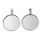304 Stainless Steel Pendant Cabochon Settings, Flat Round Charms, Stainless Steel Color, Tray: 25mm, 30.5x26.5x2mm, Hole: 6x3.5mm