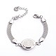 Flat Round with Human 201 Stainless Steel Link Bracelets with 304 Stainless Steel Chain BJEW-O108-02P-1
