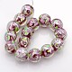 Pearlized Handmade Inner Flower Lampwork Round Beads Strands LAMP-L024-03-4
