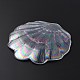 虹色のガラスの貝殻の形をしたジュエリー皿トレイ  小物 ネックレス ブレスレット キャンディートレイ  クリアAB  131x126x8mm DJEW-WH0042-43-2