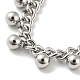 304 Stainless Steel Round Ball Charms Link Chain Anklets AJEW-G054-01P-2