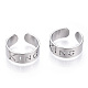 304 anello per polsino aperto da donna con parola re in acciaio inossidabile RJEW-T027-09P-2