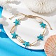 Bracelets de cheville en coquillages naturels et perles synthétiques tressées turquoise AJEW-AN00562-04-2