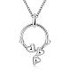 Silver Plated Brass Ring with Heart Pendant Necklaces for Women NJEW-BB00837-1