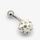 316L Stainless Steel Polymer Clay Rhinestone Belly Rings AJEW-P005-02-2