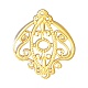 アイアン製フィリグリー透かしコネクター  エッチングされた金属装飾  花  ゴールドカラー  66x53x1mm FIND-B020-24G-2