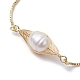 Pulsera deslizante con eslabones de perlas naturales BJEW-JB10055-3