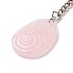 Lacrima di quarzo rosa naturale con portachiavi con ciondolo a spirale KEYC-A031-02P-05-4