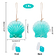 SUPERFINDINGS 1Pc Teal Glass Hanging Shell Ornaments Glass Pendant Decoration Ocean Themed Hanging Ornaments with Hemp Rope for Wedding Party Holiday Decor DIY Craft HJEW-WH0181-01A-2