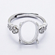 925 Sterling Silber Finger Ring Komponenten, mit Zirkonia, einstellbar, Herz, Platin Farbe, Größe 7 (17 mm), 2 mm breit, Fach: 10x13 mm