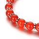 Bracelets à breloques en acrylique perlé en cornaline naturelle (teints et chauffés) à la mode BJEW-JB01792-01-3