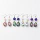 Trendy Cloisonne Oval Dangle Earrings with Spray Painted Glass Beads and Iron Earring Hooks EJEW-R089-03-2