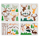 FINGERINSPIRE 4PCS Forest Deer Mountain Stencil 2 Size Christmas Elk Stencil Reusable Animal Painting Stencil Pine Trees Deer DIY Crafts Holiday Stencils Template for Wood Signs DIY-WH0172-836-1