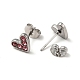 Heart 304 Stainless Steel Rhinestone Stud Earrings EJEW-A081-15P-3