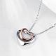 Platinum & Rose Gold Plated Tin Alloy Double Heart Pendant Necklaces NJEW-BB02208-3