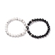 Ensemble de bracelets extensibles en perles d'agate noire naturelle (teinte) et de howlite BJEW-TA00163-1