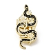 ヘビと花のエナメルピン  トーテムバッジ  バックパックの服のための黄金の合金のブローチ  ブラック  30x14x1.5mm JEWB-P030-D02-1