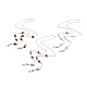 Natürliches Fluorit & Tigerauge & Amethyst Perlen Brillenketten Set AJEW-EH00386-1