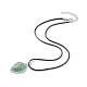 4 Uds 4 estilos de piedras preciosas naturales mezcladas hoja jaula colgante collares conjunto con cordones encerados para mujeres NJEW-TA00035-4