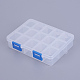 オーガナイザー収納プラスチックボックス  調整可能な仕切りボックス  長方形  ドジャーブルー  14x10.8x3cm  コンパートメント：3x2.5センチメートル  15区画/ボックス CON-WH0001-05-1