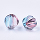 Two Tone Transparent Spray Painted Acrylic Corrugated Beads ACRP-T005-52A-2